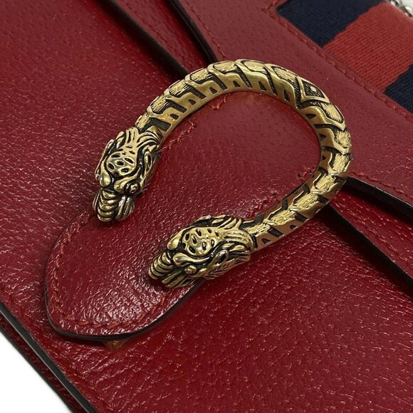 Auth GUCCI Dionysus 421970 Red Navy Leather Shoulder Bag - Picture 13 of 15